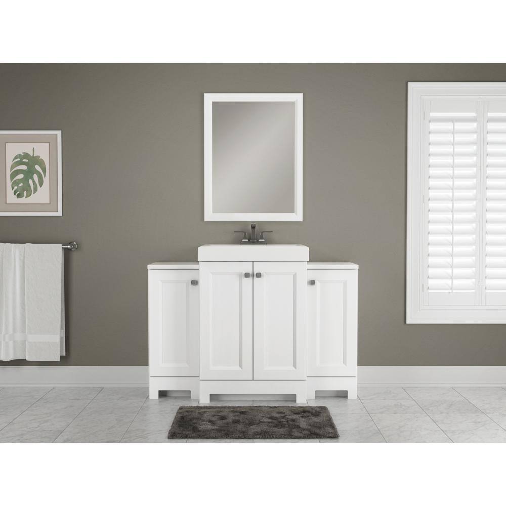 Glacier Bay Shaila 24.5 in. W x 16.2 in. D x 35.1 in. H Freestanding Bath Vanity in White with White Cultured Marble Top PPSOFWHT24