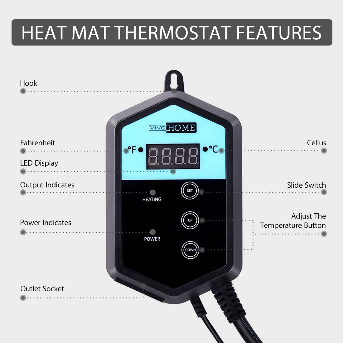 VIVOHOME Digital Thermostat Controller for Seedling Heat Mat