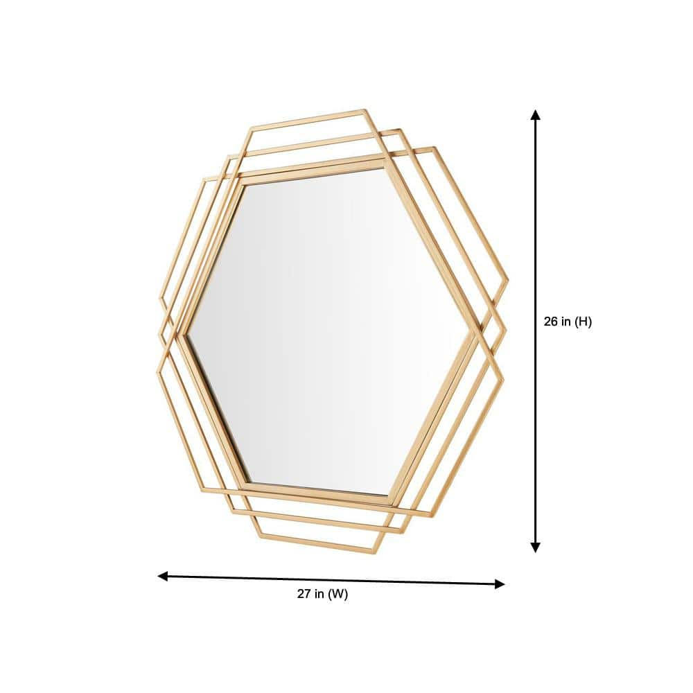 StyleWell Medium Hexagonal Gold Modern Accent Mirror (26 in. H x 27 in. W) 18MJ2374