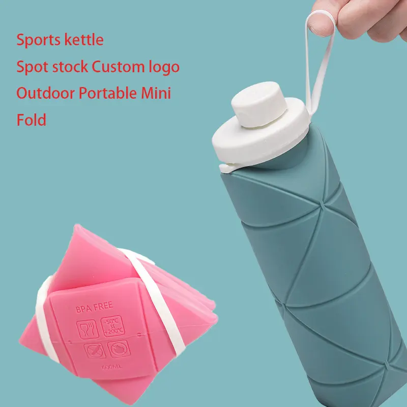 Silicone Folding Water Cup Outdoor Sports kettle Anti fall Portable Cycling Travel Telescopic camping hiking