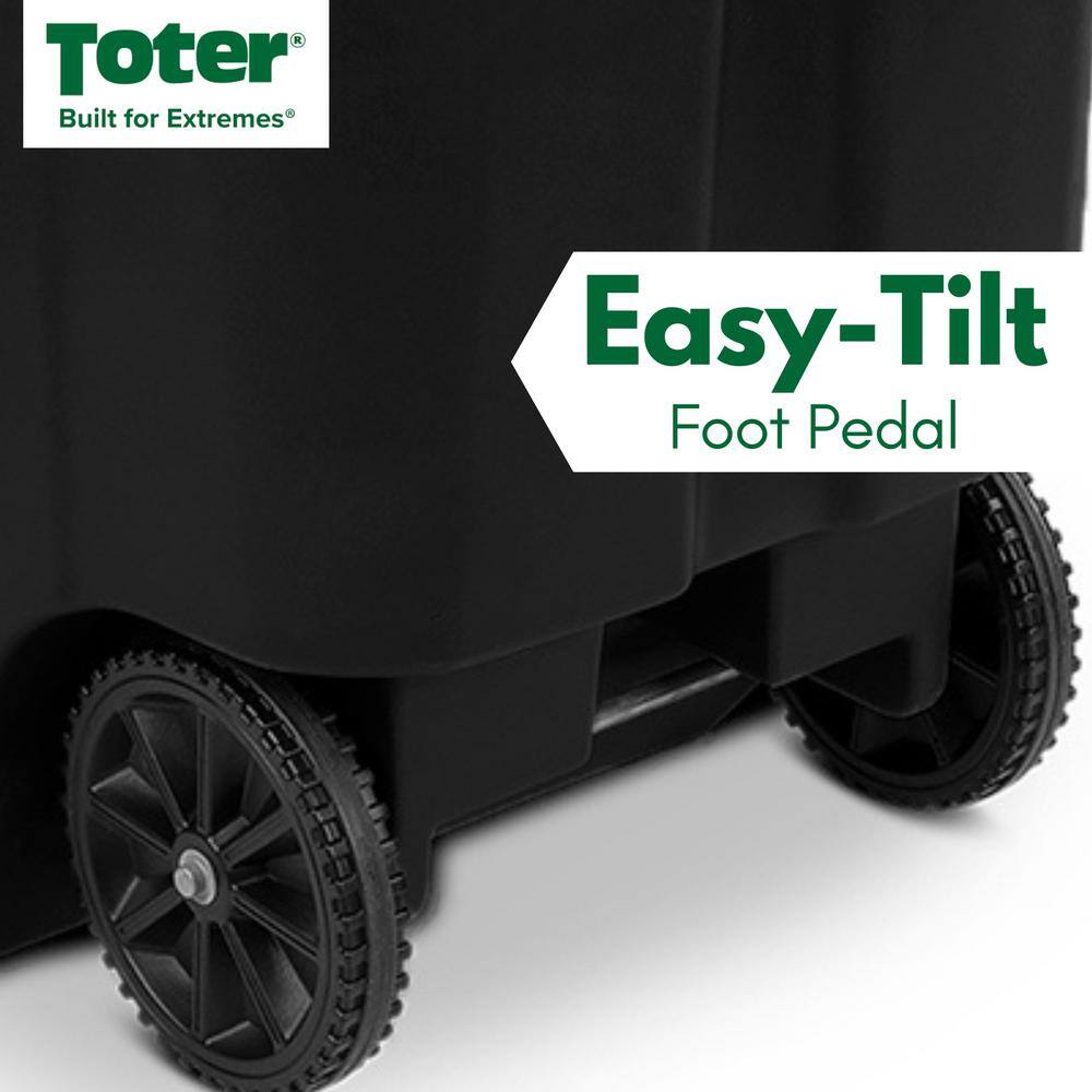 Toter 32 Gallon Black Rolling Outdoor GarbageTrash Can with Wheels and Attached Lid 79232-R2200