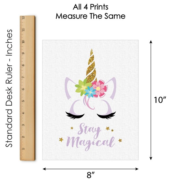 Big Dot Of Happiness Rainbow Unicorn Unframed Magical Unicorn Nursery And Kids Room Linen Paper Wall Art Set Of 4 Artisms 8 X 10 Inches