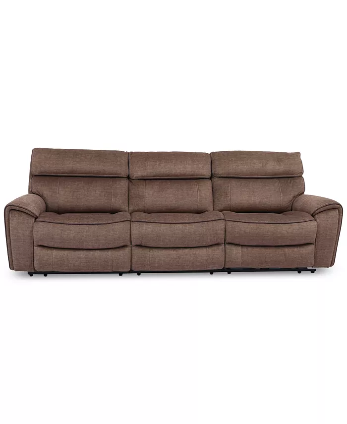 Furniture Hutchenson 3-Pc. Fabric Sectional with 3 Power Recliners and Power Headrests