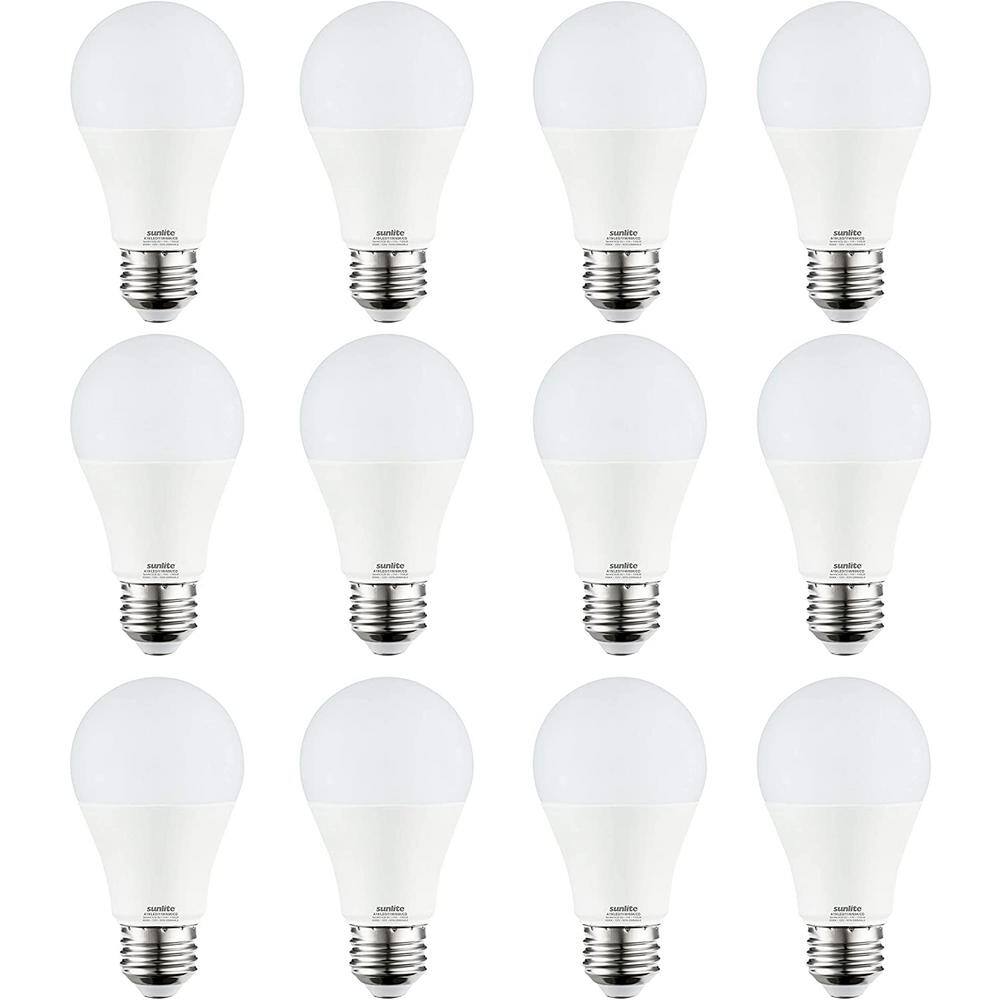 Sunlite 75-Watt Equivalent A19 Non-Dimmable Bright 1100 Lumens E26 Base LED Light Bulb in Cool White 4000K (12-Pack) HD03241-4