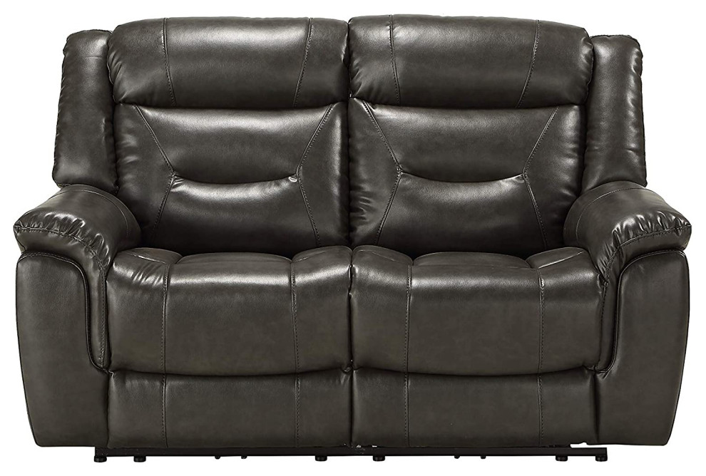 Contemporary Reclining Loveseat  Tufted Faux Leather Seat With USB Ports  Gray   Contemporary   Loveseats   by Decor Love  Houzz