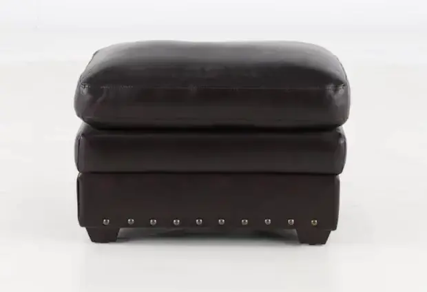 Derrick Dark Brown Leather Ottoman