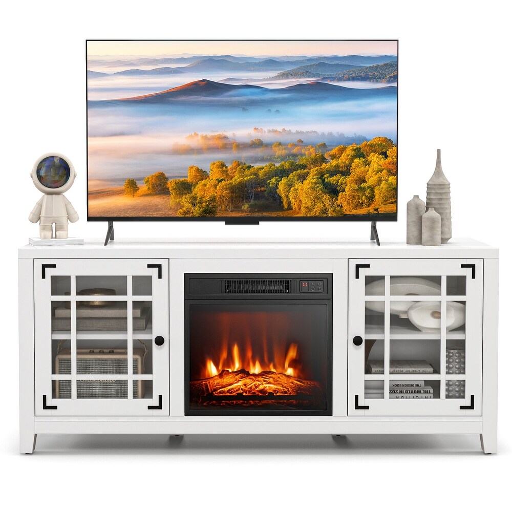 58 Inch Fireplace TV Stand with Adjustable Shelves for TVs up to 65 Inch