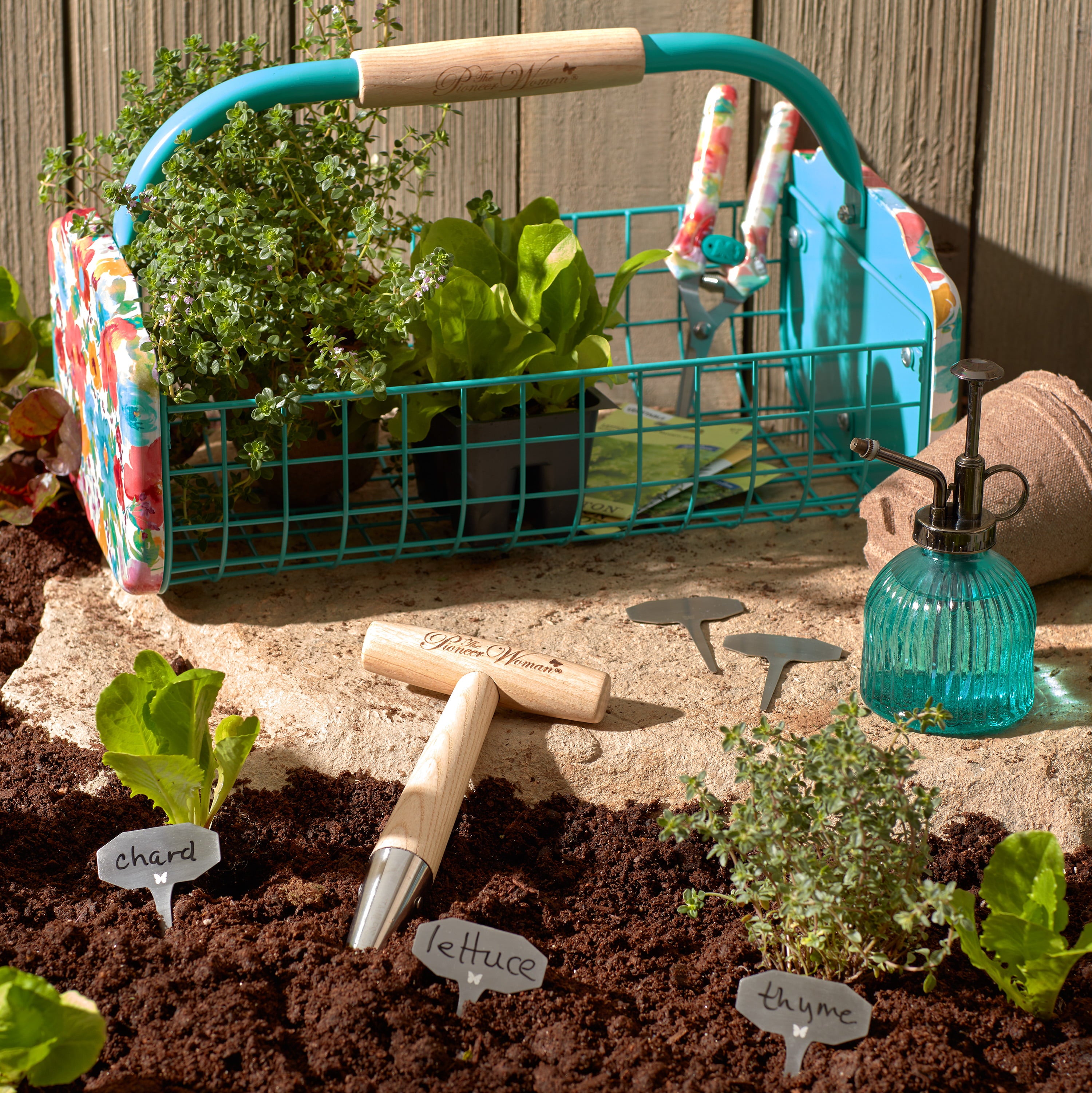 The Pioneer Woman Breezy Blossom Gardening Tool Set with Basket