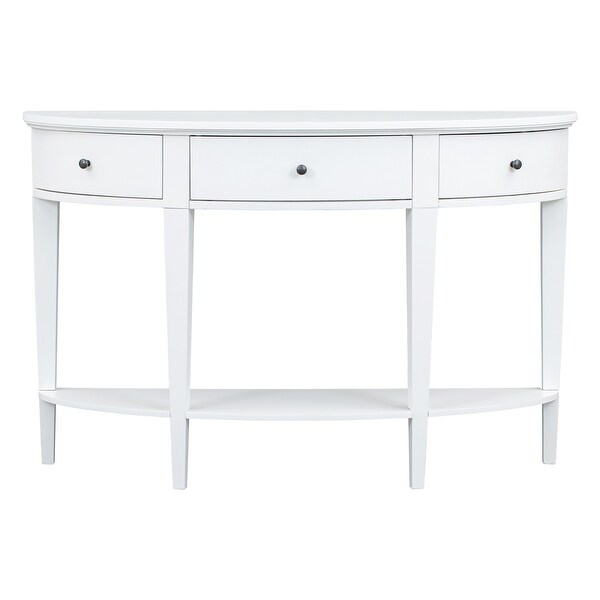 Modern Curved Console Table Sofa Table with 3 Drawers and 1 Shelf