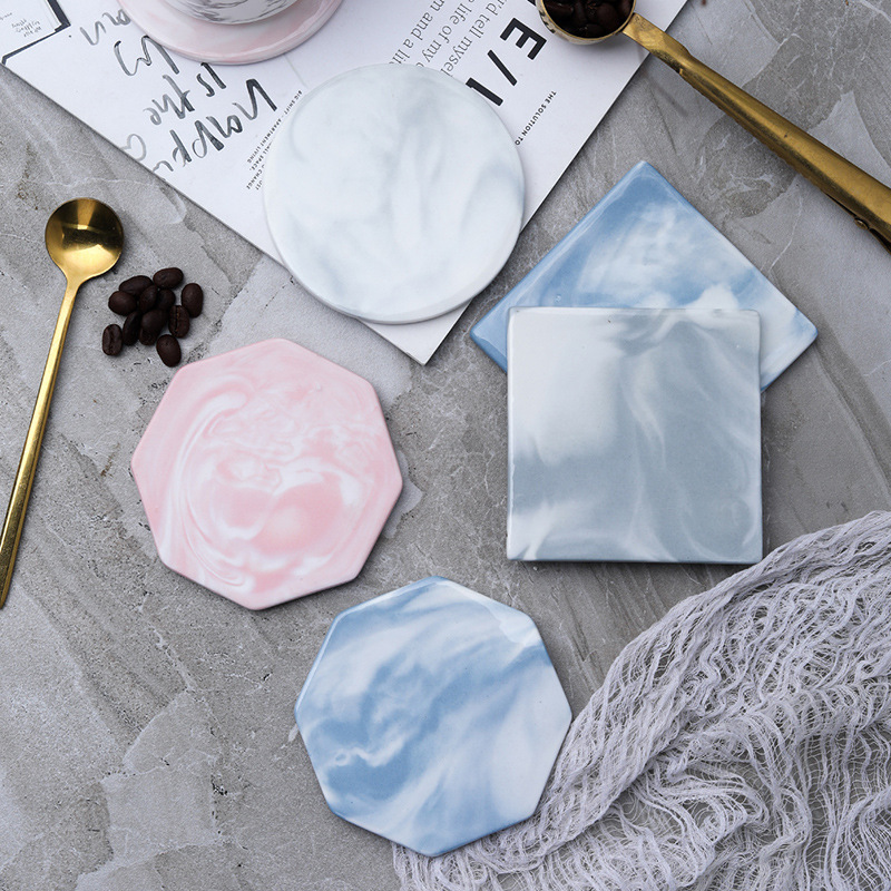 ins marbled coaster ceramic mug non-slip mat insulation mat