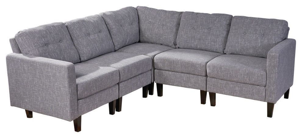 GDF Studio Marsh Mid Century Modern Sectional Sofa Set  Gray Tweed   Transitional   Sectional Sofas   by GDFStudio  Houzz