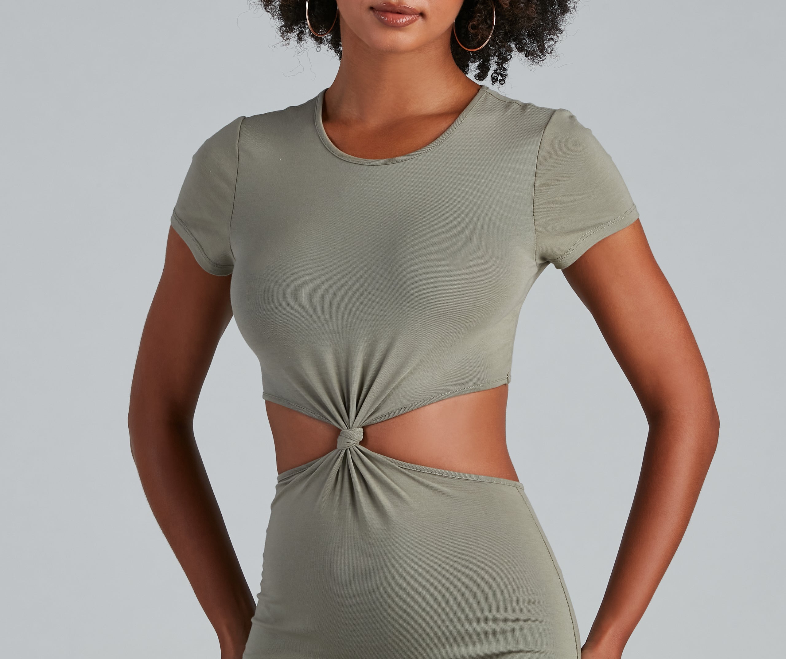 Thinking About Knit Cutout Midi Dress