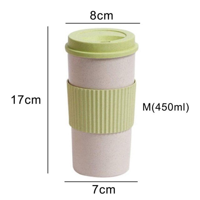 Wheat Fiber Straw Coffee Mug Double-wall Insulation Eco-friendly Coffee Cup Travel Leakproof Gift Mugs