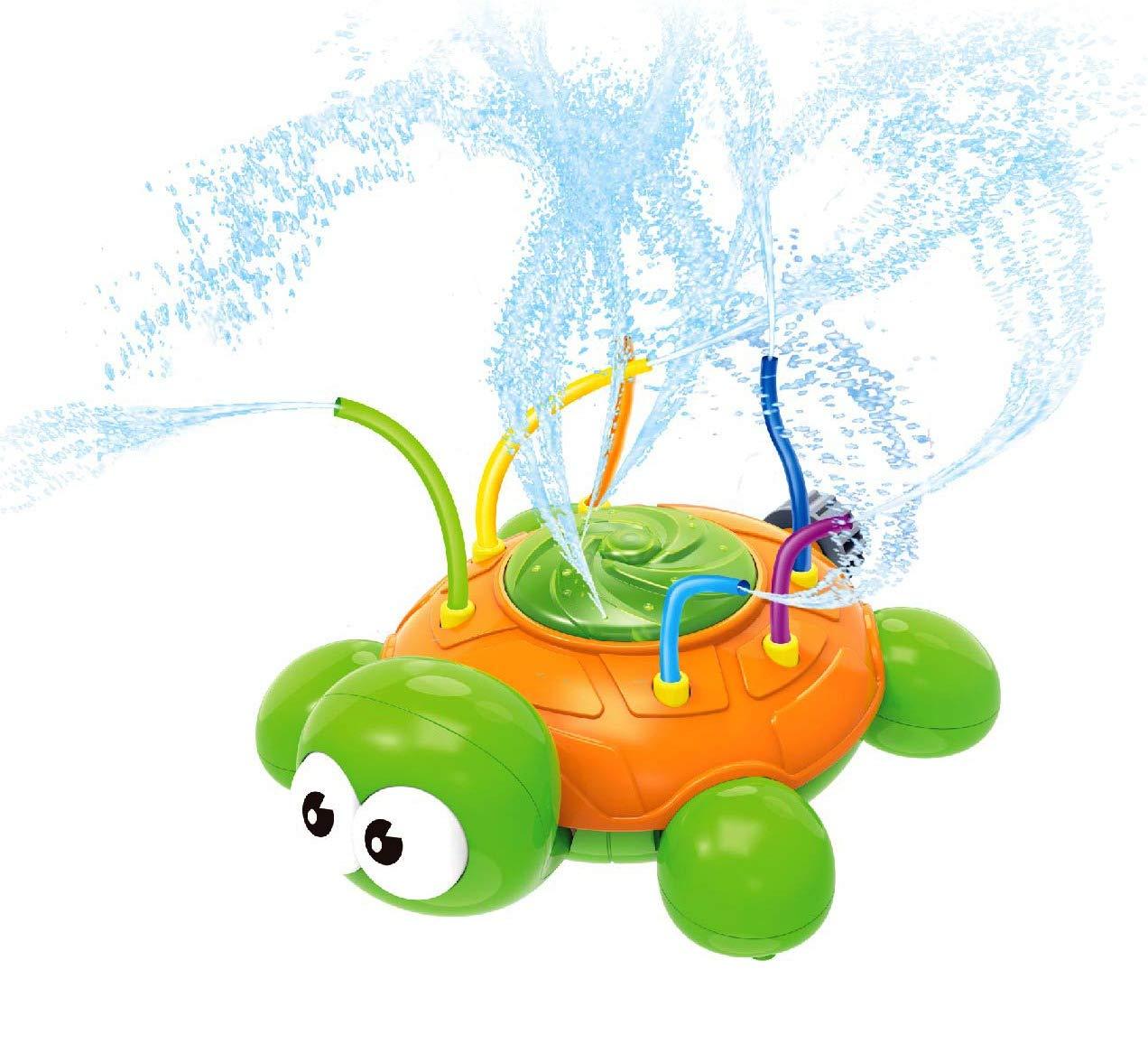 CHUCHIK Outdoor Water Spray Sprinkler for Kids and Toddlers - Backyard Spinning Turtle Sprinkler Toy w/ Wiggle Tubes - Splashing Fun for Summer Days - Sprays Up to 8ft. High - Attaches to