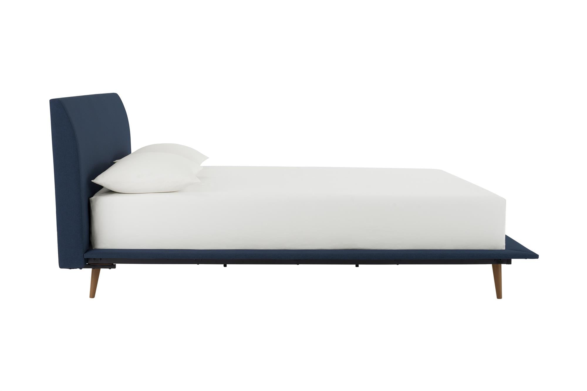 Better Homes & Gardens Flynn Mid Century Bed, Platform Frame, Queen, Blue Linen