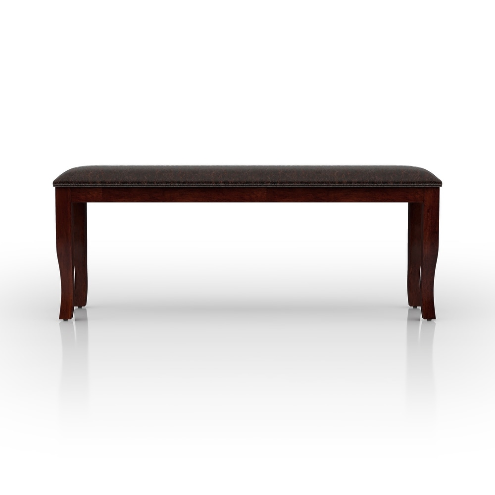 Zita Contemporary Dark Cherry Faux Leather Padded Seat Bench by Furniture of America