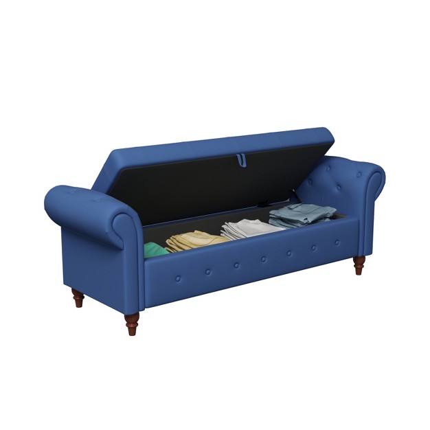 Linen velvet Button Tufted Storage Bench Modernluxe