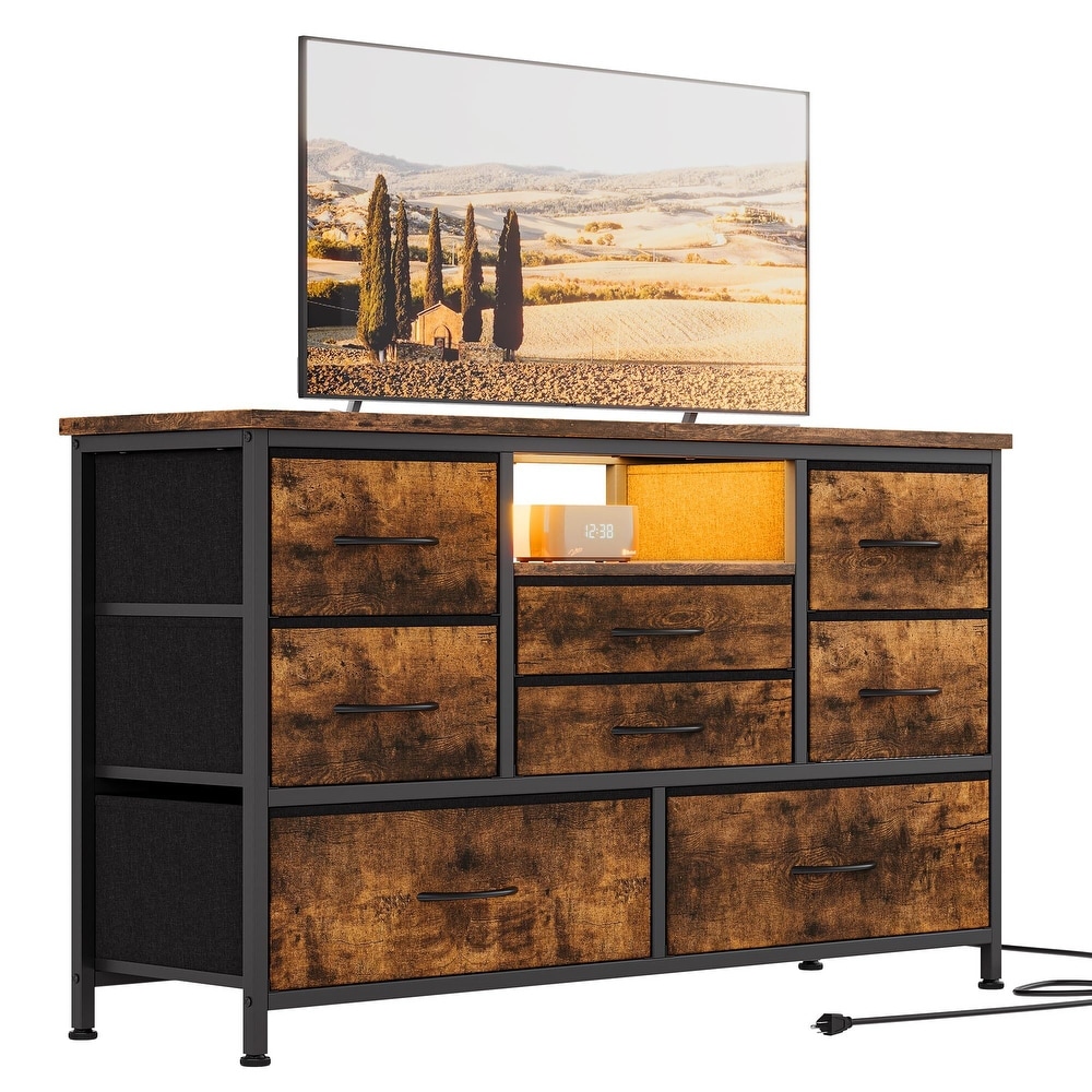 8 Dresser TV Stand with Power Outlet   LED for 55'' TV