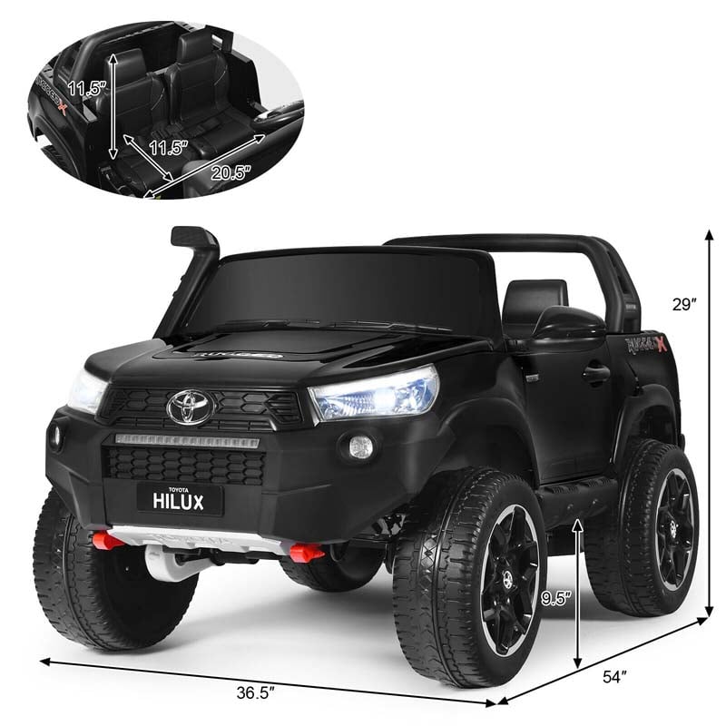 Licensed Toyota Hilux 2-Seater Kids Ride on Car 4WD 2x12V Battery Powered Riding Toy Truck with Remote