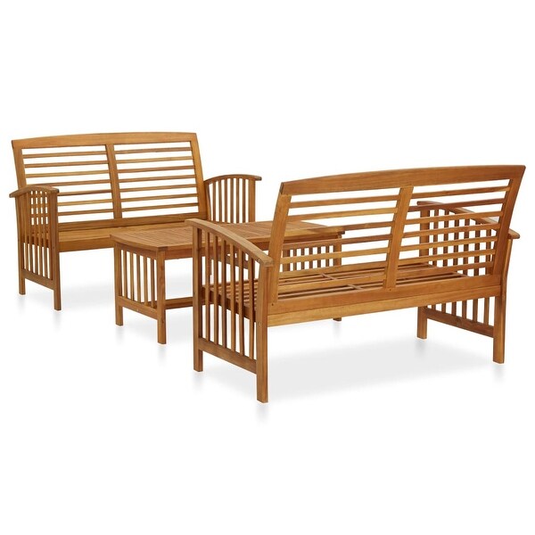 3 Piece Patio Lounge Set Solid Acacia Wood