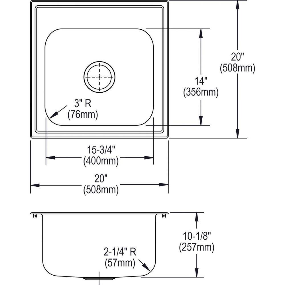 Elkay Dayton Premium 20 in.Drop-In Stainless Steel 3-Hole Single Bowl Kitchen Sink DPC12020103