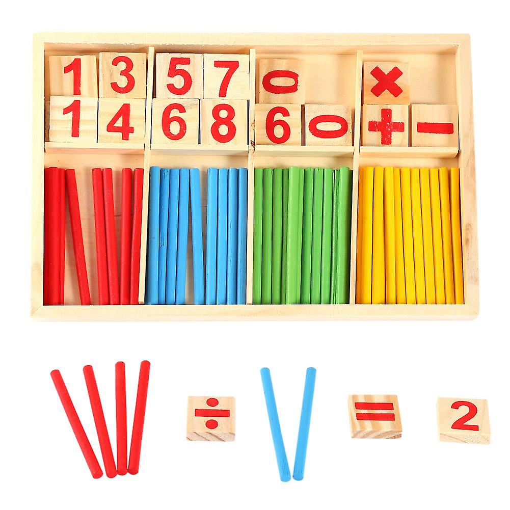 Colorful Wooden Baby Preschool Math Educational Toys Building Blocks Counting Sticks