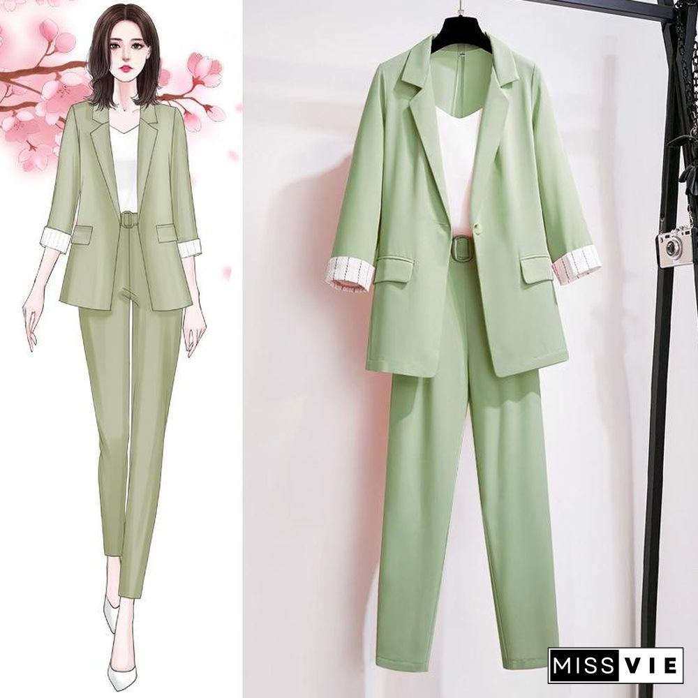 Fashion Lapel Blazer Two-Piece Set P11582