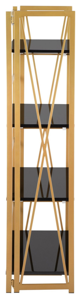 Folia Bookcase  Gold Metal  Black MDF   Contemporary   Bookcases   by LumiSource  Houzz