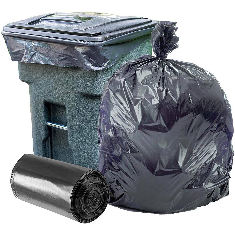 Plasticplace 61 in. W x 68 in. H 95 Gal. - 96 Gal. 2.0 mil Black Trash Bags or Rolls (50-Case) W95LDB2RL