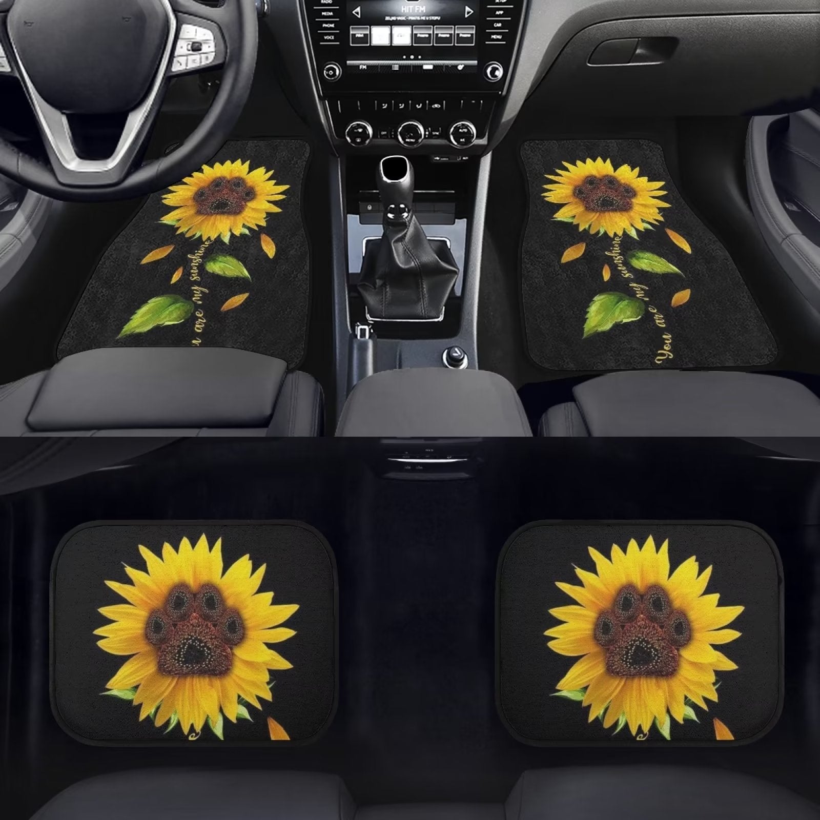 FKELYI Sunflower Car Floor Mat Car Accessories for Women Men 4 Packs Soft Weather Mats for Car SUV Van Hard-Wearing Car Foot Floor Mat Interior Decorations