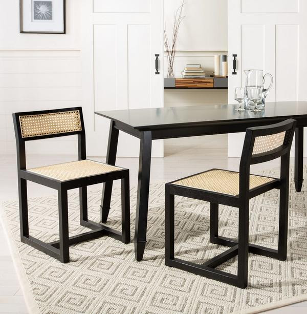 Alicia Cane Dining Chair set of 2 Black/Natural   Tropical   Dining Chairs   by Peachtree Fine Furniture  Houzz