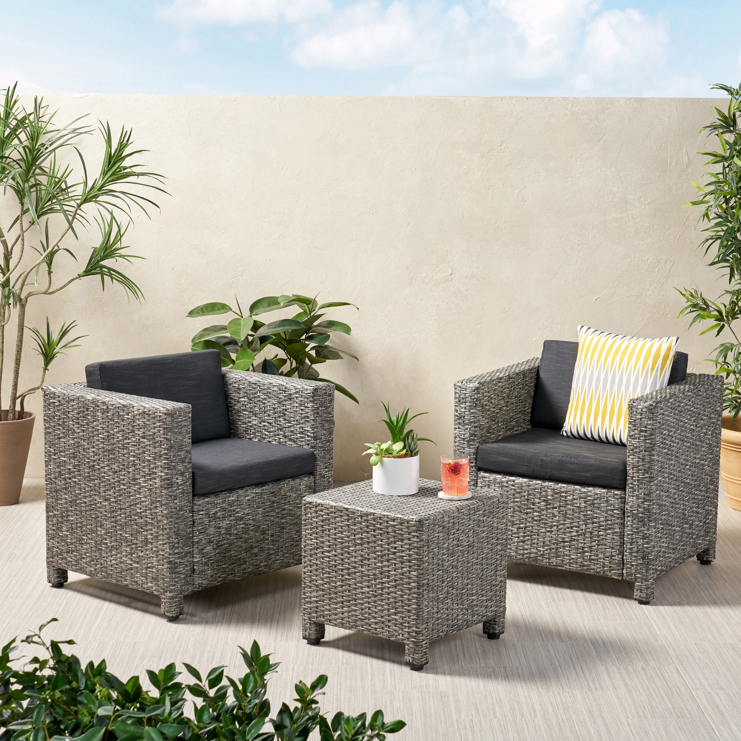 Venice 2-Seater Outdoor Chat Set with Side Table