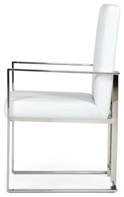 Kaleb Modern White Eco Leather Dining Armchair  Set of 2   Contemporary   Dining Chairs   by Rustic Home Furniture Deco  Houzz