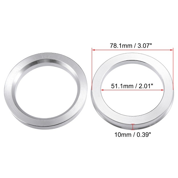 Unique Bargains Aluminum Alloy Car Auto Hub Centric Rings Wheel Bore Center Spacer Silver Tone 4 Pcs