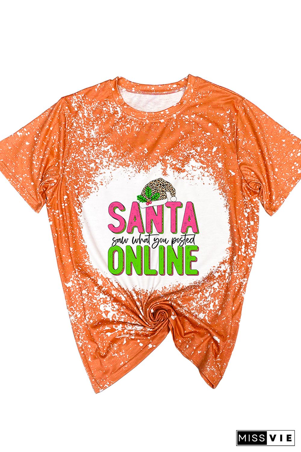 Santa Saw What You Posted Pink Leopard Christmas Graphic Tee Wholesale