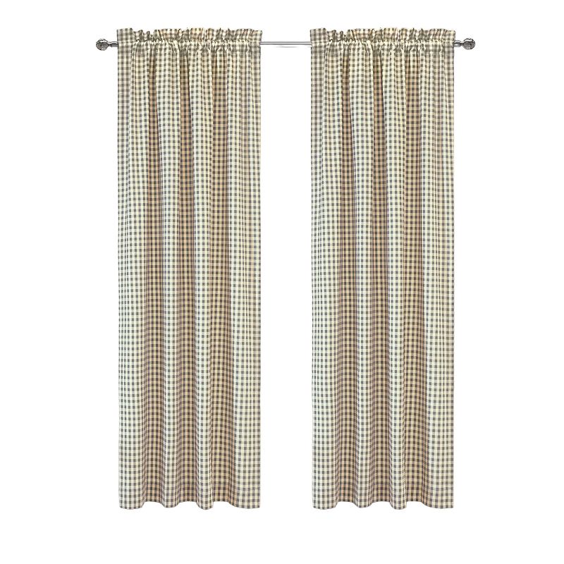 Myne Decor Checkmate Pole Top Curtain Pair each Panel 40 x 84 in Grey