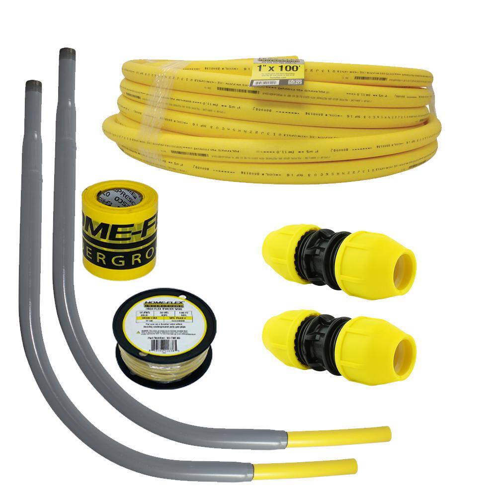 HOME-FLEX Underground 1in IPS New Install Kit (1)1in x 100 ft. Pipe (2)1in Couplers (2)1in Meter Risers Gas Line Detection 18-429440-010