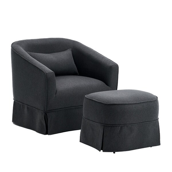 Swivel Barrel Chair With Ottoman，Swivel Accent Chairs Armchair for Living Room