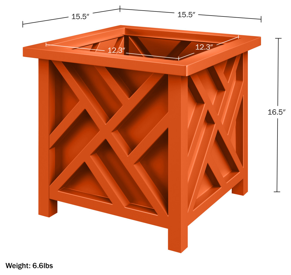 Lattice Design Planter Box 15.5 quotSquare Decorative Outdoor Flower or Plant Pot   Contemporary   Outdoor Pots And Planters   by Trademark Global  Houzz