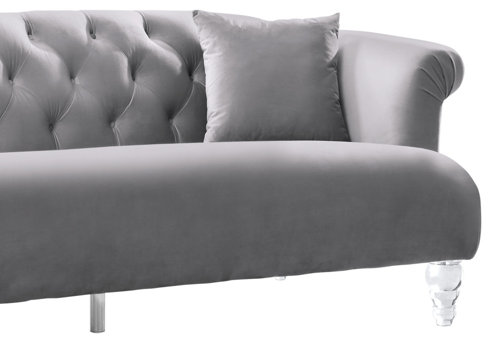 Elegance Contemporary Sofa  Velvet With Acrylic Legs   Traditional   Sofas   by Armen Living  Houzz