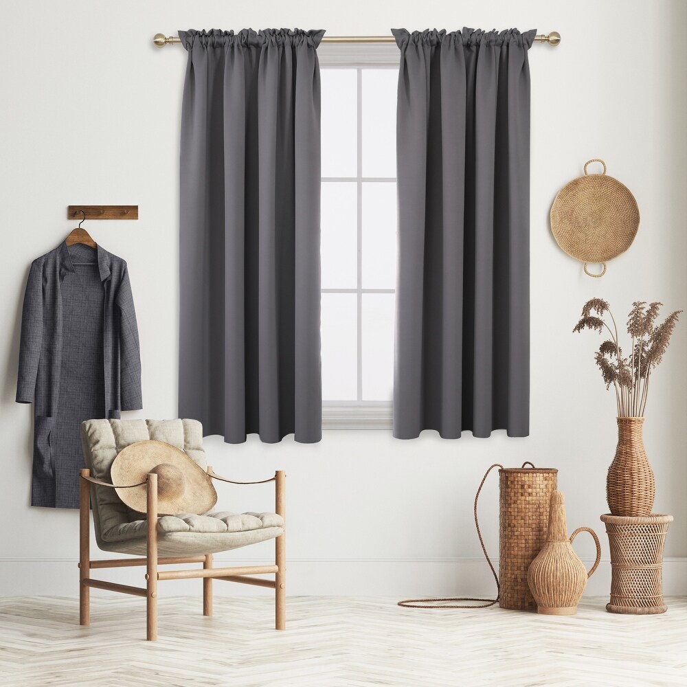 Deconovo Solid Rod Pocket 52 Width Curtain Panel Pair(2 Panel)