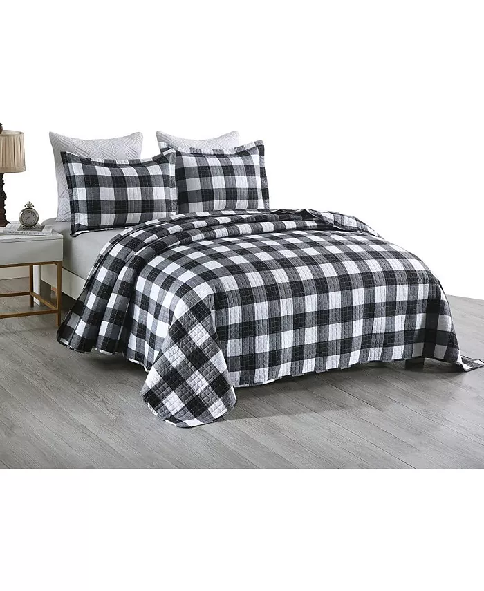 MarCielo 3 Piece Buffalo Quilt Bedspread Set Bedding Coverlet Set B020 - King