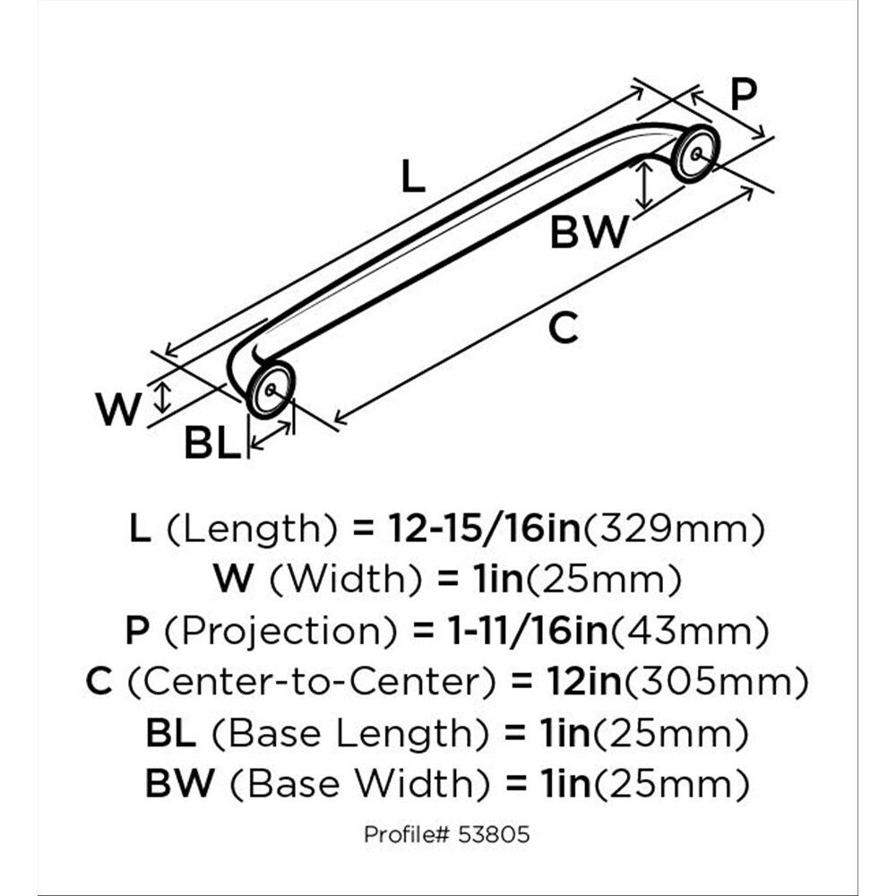 Kane 12 in (305 mm) Center to Center Golden Champagne Appliance Pull