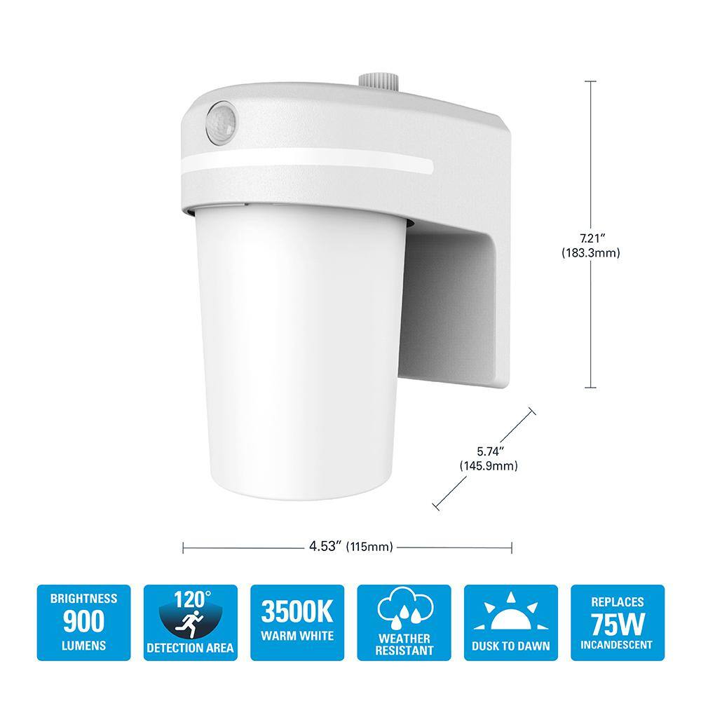 HALO FE 60-Watt Equivalent Integrated LED White Motion Sensing Dusk to Dawn Area Light 3500K FE10A35GLMW