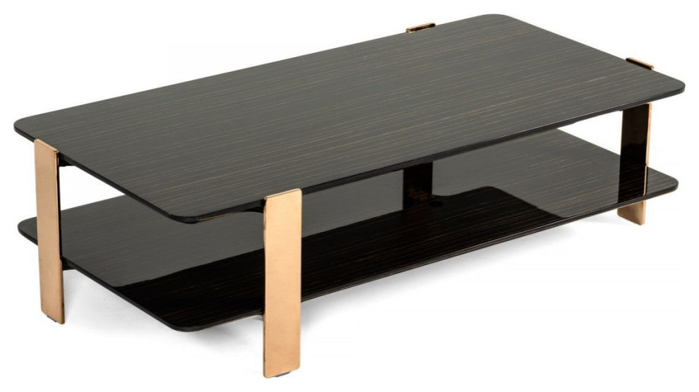 Sonja Modern Ebony and Rosegold Coffee Table   Contemporary   Coffee Tables   by Rustic Home Furniture Deco  Houzz