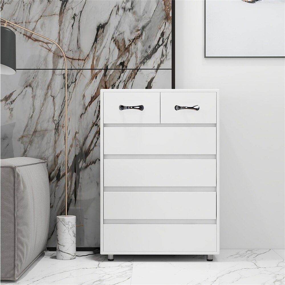 Cabinet Six Drawers Side Table Storage Multi Scene Applicable White