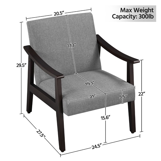 Yaheetech Fabric Accent Armchair With Rubber Wood Legs For Living Room Dark Gray