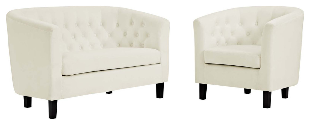 Prospect 2 Piece Velvet Loveseat and Armchair Set   Transitional   Living Room Furniture Sets   by Furniture East Inc.  Houzz