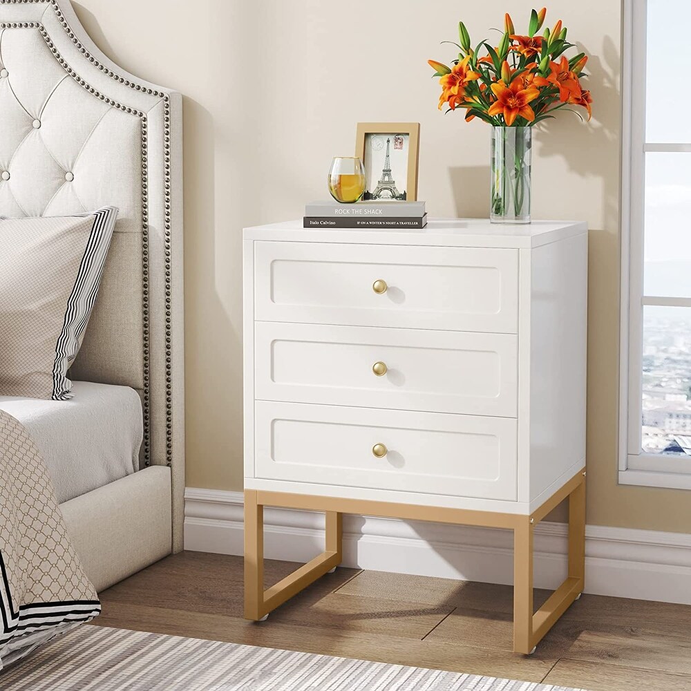 Nightstand  Bed Side Table with 3 Drawers