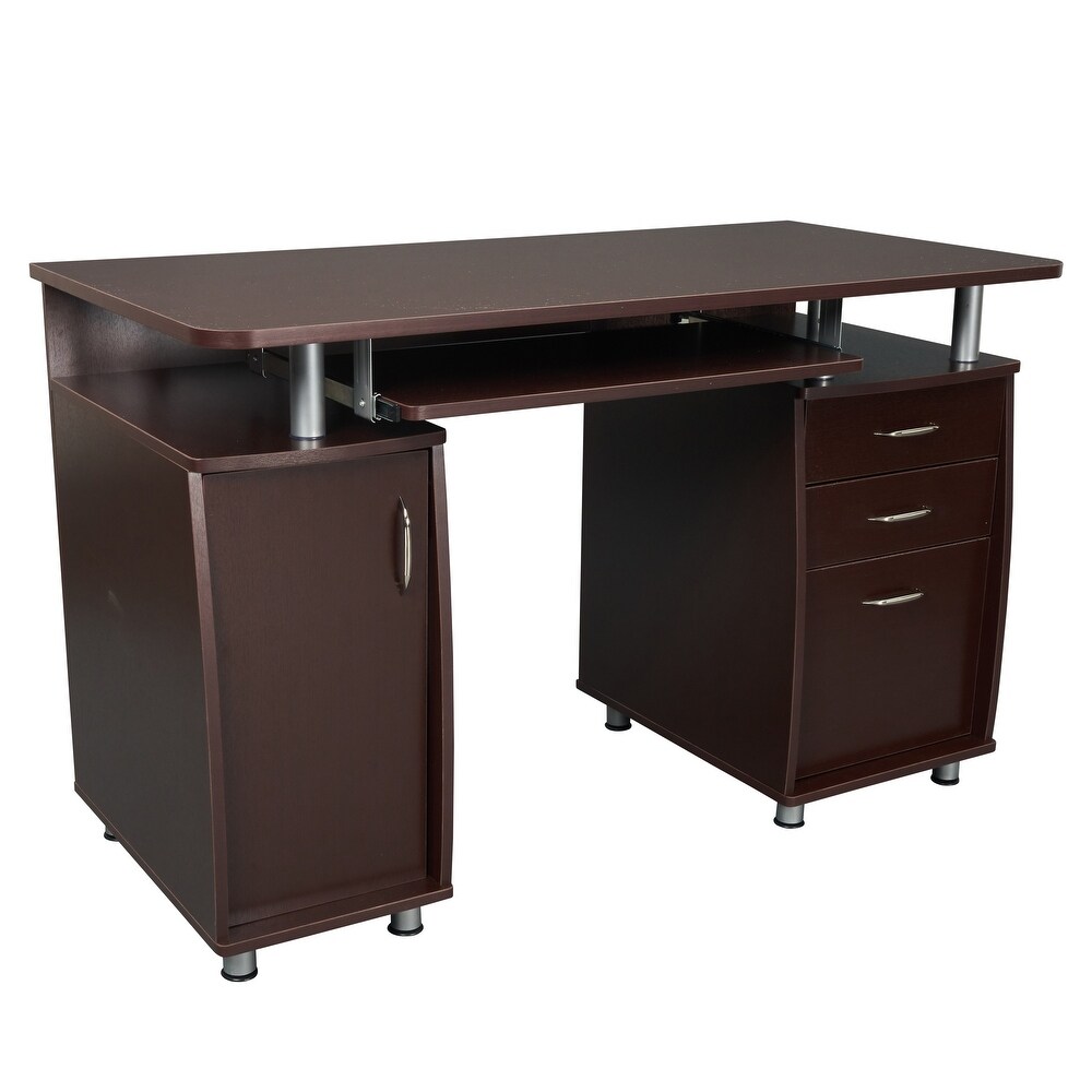 Complete Workstation Computer Desk with Storage for Office  Study  Bedroom  Chocolate